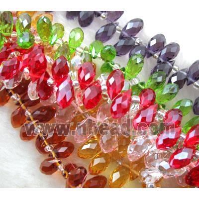 Chinese Crystal Beads, faceted teardrop, mixed color