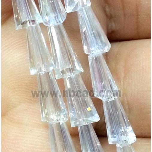 Chinese crystal glass bead, faceted pagoda, white