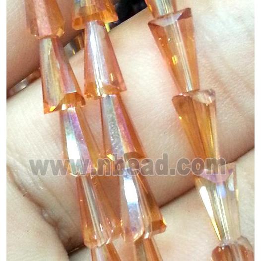 Chinese crystal glass bead, faceted pagoda, gold champagne AB color