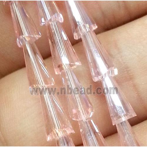 Chinese crystal glass bead, faceted pagoda, pink
