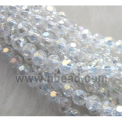 Chinese Crystal Glass Beads, faceted round, clear AB-color