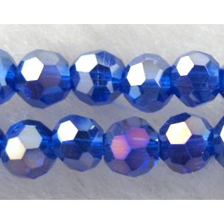 Chinese Crystal Beads, Faceted Round, deep-blue AB-color