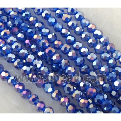 Chinese Crystal Beads, Faceted Round, deep-blue AB-color