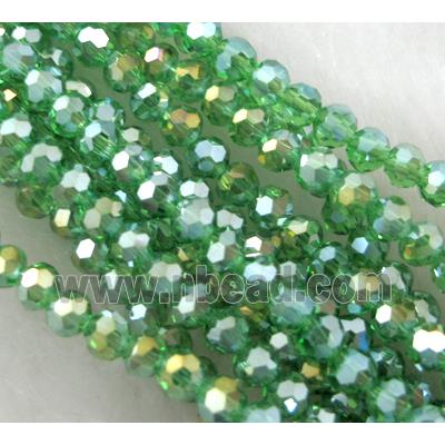 Chinese Crystal Beads, Faceted Round, green AB color