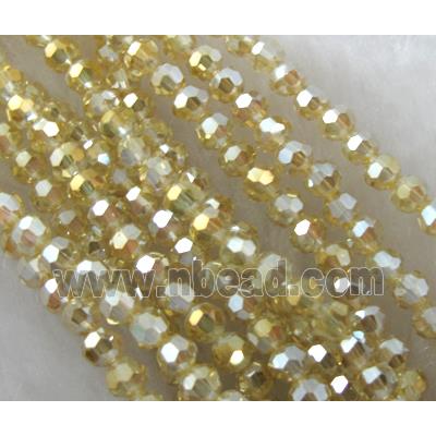 Chinese Crystal Beads, Faceted Round, yellow AB color