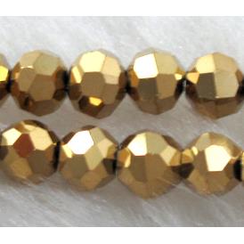 Chinese Crystal Beads, Faceted Round, golden plated