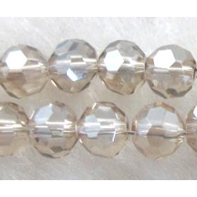 Chinese Crystal Beads, Faceted Round, silver champagne