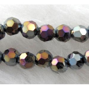 Chinese Crystal Beads, faceted round, rainbow half-plated
