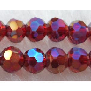 Chinese Crystal Glass Beads, Faceted Round, red AB color
