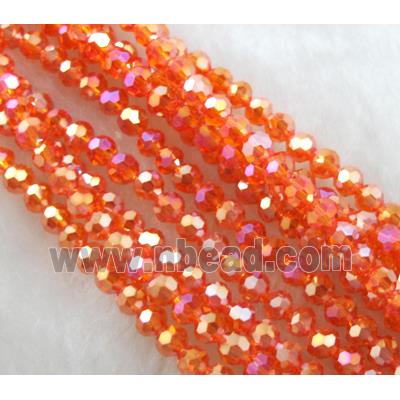 Chinese Crystal Glass Beads, faceted round, red AB-color