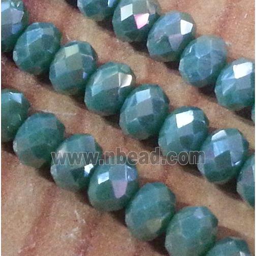 Chinese crystal glass bead, faceted rondelle, AB color