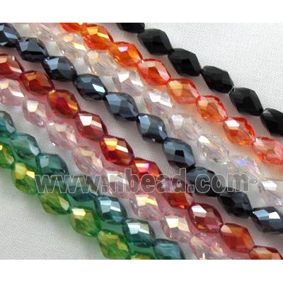 Chinese glass crystal beads, faceted twist, AB-Color, mixed