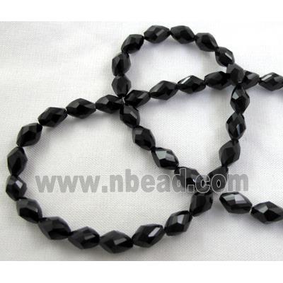 Chinese glass crystal beads, faceted twist, jet