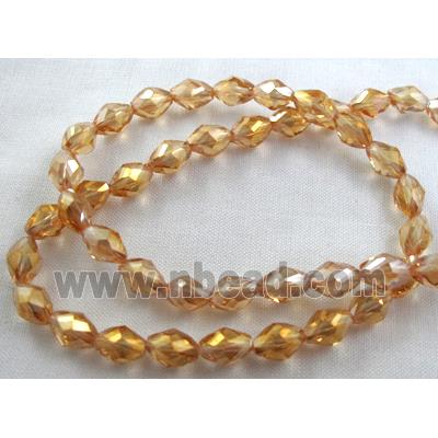Chinese Crystal Beads, Twist, faceted, gold champagne AB color