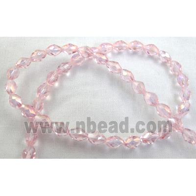 Chinese Crystal Beads, Twist, faceted, pink AB color