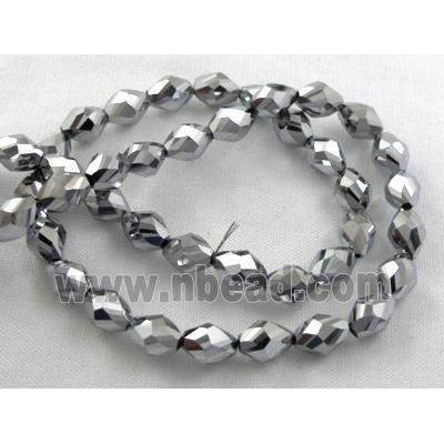 Chinese Crystal Beads, Twist, faceted, platinum plated