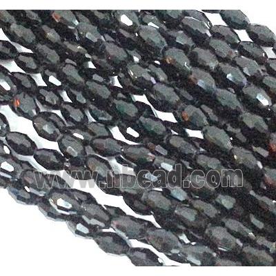 Chinese Crystal Glass Beads, faceted barrel, black