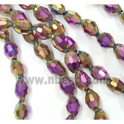 Chinese Crystal Glass Beads, faceted barrel, colorful