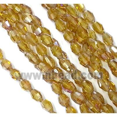 Chinese Crystal Glass Beads, faceted barrel, coffee