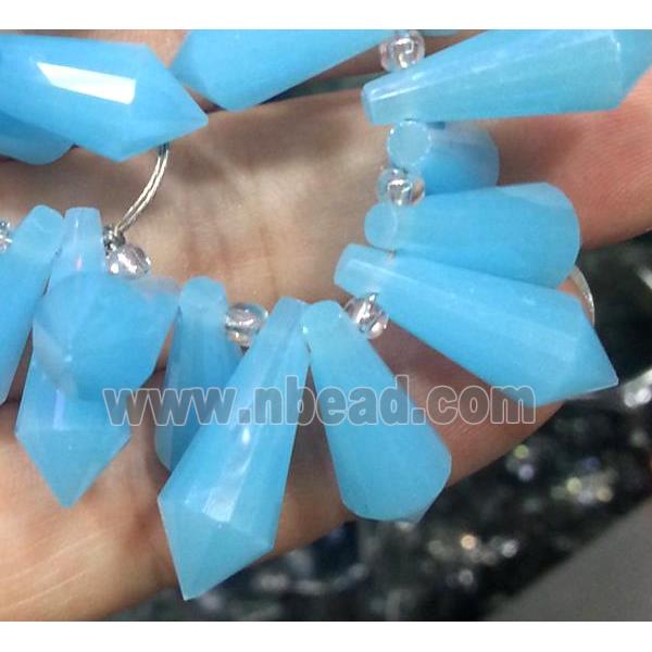 Chinese crystal glass bead, faceted teardrop