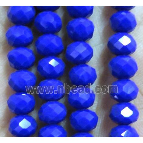 glass crystal bead, faceted wheel, blue