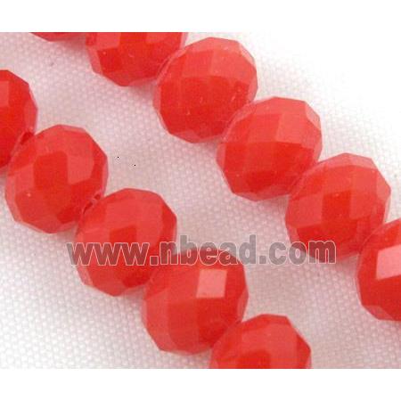 glass crystal bead, faceted wheel, red
