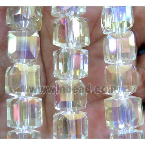 chinese crystal glass bead, faceted cube