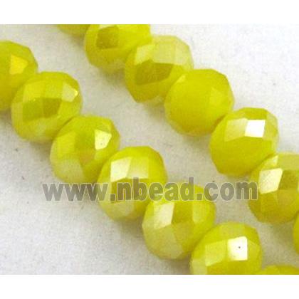 glass crystal bead, faceted wheel, lemon AB