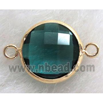 Chinese Crystal Glass Connector Button peacock green