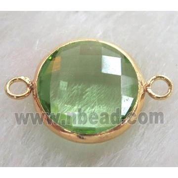 Chinese crystal glass connector Button lt.green