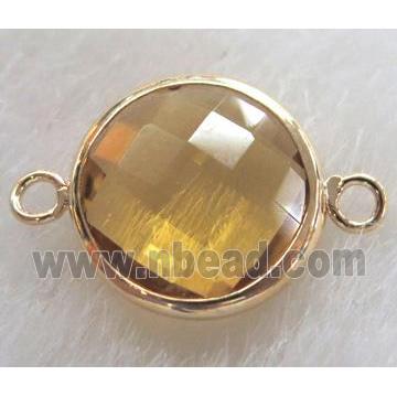 Chinese crystal glass connector Button gold-champagne
