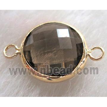Chinese crystal glass connector Button Smoky