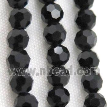 Chinese crystal bead, faceted round, black