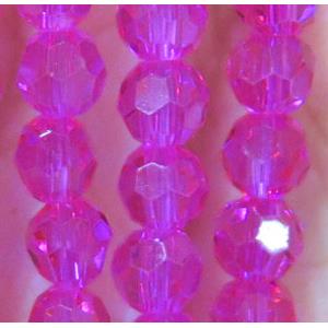 chinese crystal bead, faceted round, hotpink