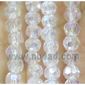 Clear Chinese Crystal Beads, AB color, faceted round