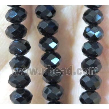 black Chinese crystal glass bead, faceted rondelle