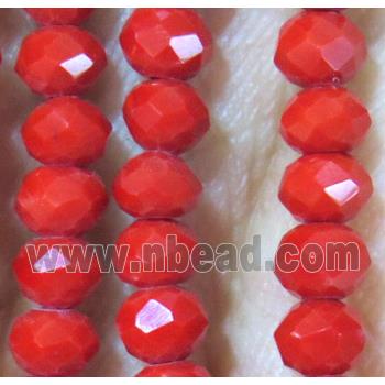 bright red Chinese Crystal Beads, faceted rondelle