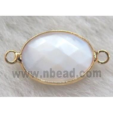 chinese crystal glass connector, faceted oval