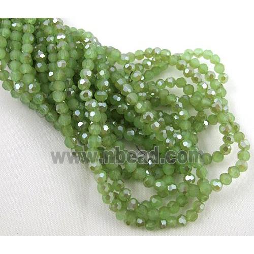 glass crystal bead, faceted round, half plated AB color