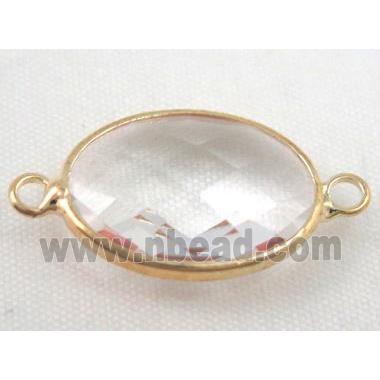 Chinese crystal glass connector, faceted oval