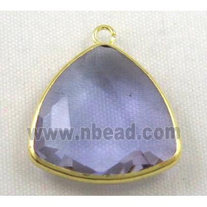 Chinese crystal glass pendant, faceted triangle