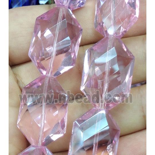 Chinese crystal bead, faceted, pink