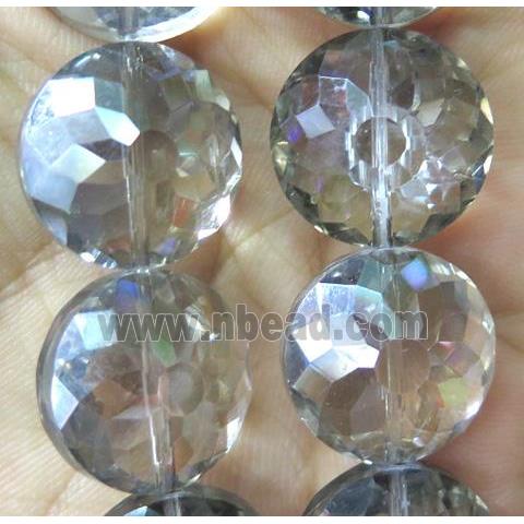 Chinese crystal bead, faceted flat round