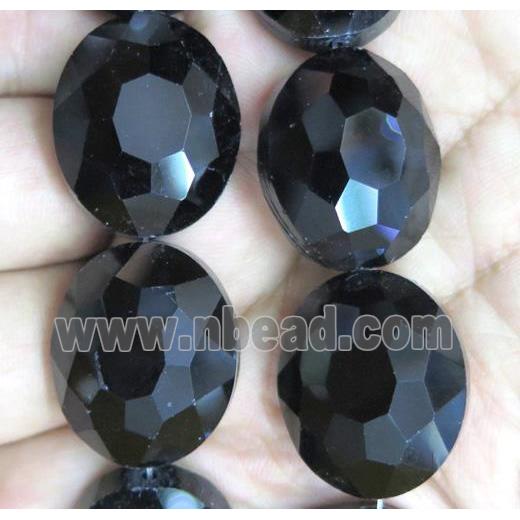 black Chinese Crystal Beads, faceted oval