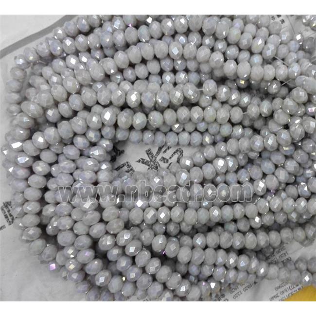 Chinese crystal bead, faceted rondelle, grey AB color