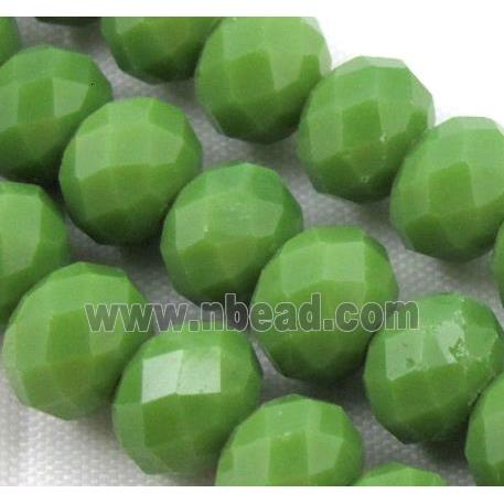 Chinese crystal glass bead, Faceted rondelle, olive