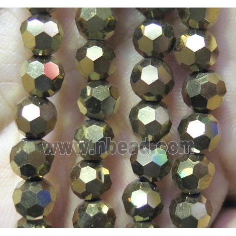 Chinese crystal bead, faceted round, gold plated