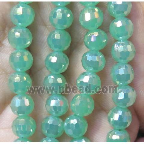 chinese crystal bead, faceted round, green AB-color