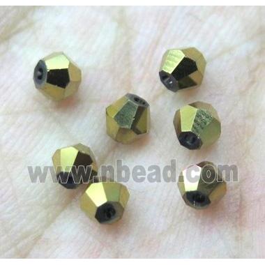 Chinese crystal bead, bicone, gold plated