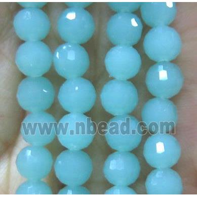 Chinese crystal glass bead, faceted round, aqua